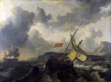 212/backhuysen, ludolf - an english vessel and a man-of-war in a rough sea
